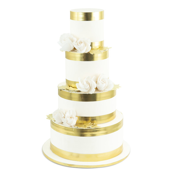 Belo zlatna svadbena torta