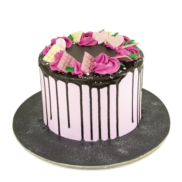 Roze torta i cokoladni preliv