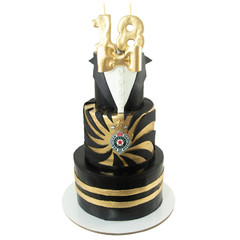 Svečane torte - Torta za 18. rodjendan-zlatna leptir mašna